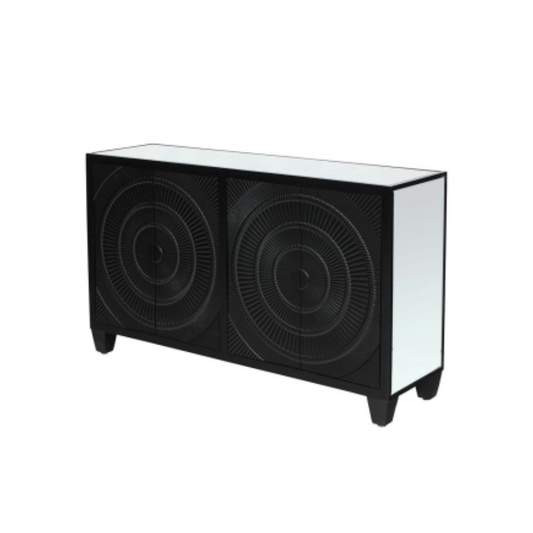 Celine Black Mirrored 4 Door Sideboard Home Store Living