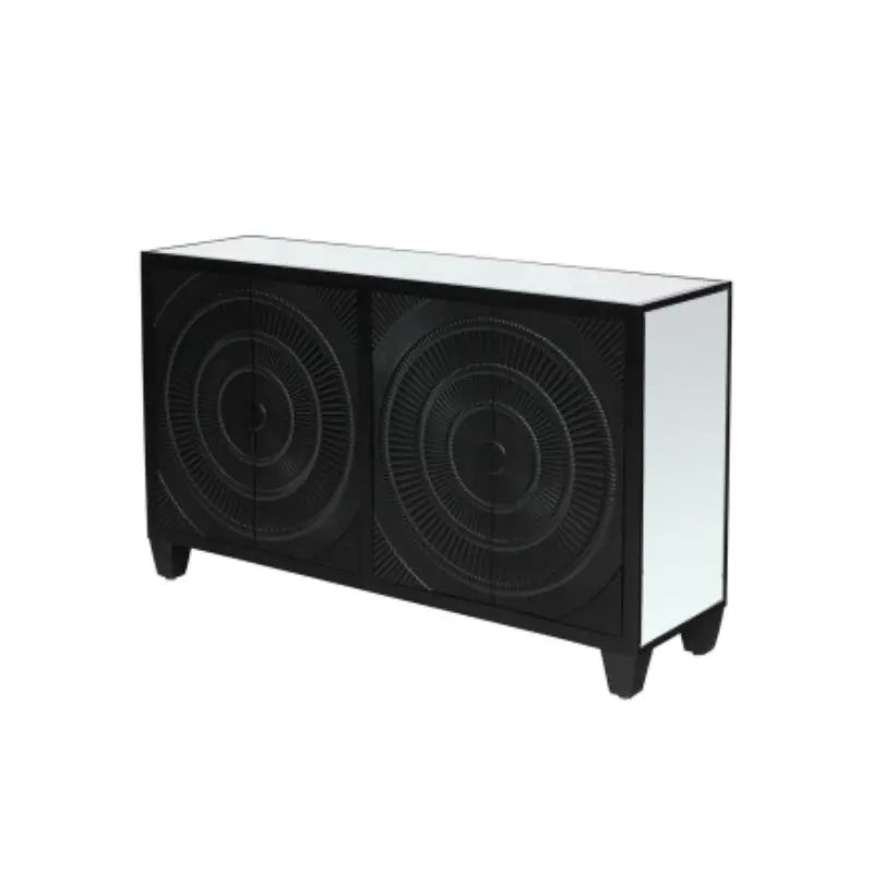 Celine Black Mirrored 4 Door Sideboard Home Store Living