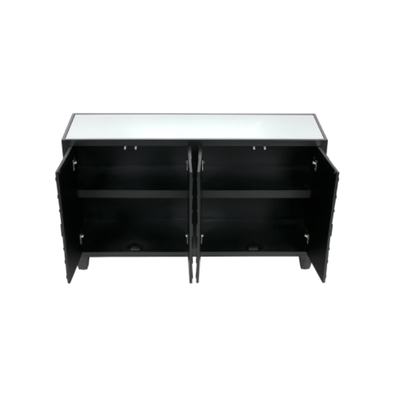 Celine Black Mirrored 4 Door Sideboard Home Store Living