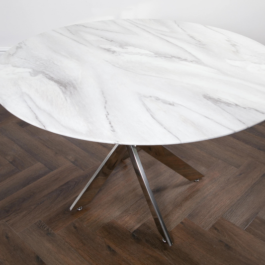 Round Silver and Marble Dining Table