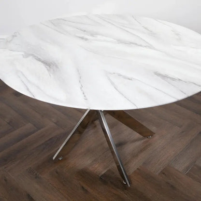 Round Silver and Marble Dining Table Home Store Living