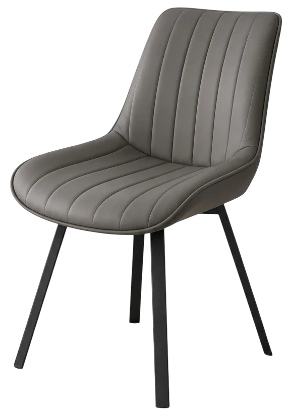 (Set of 2) Roco 360 Swivel Dining Chair w/ Cast Iron Black Legs AWS