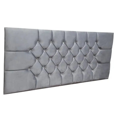 Diamante Button Plush Grey Velvet Headboard Home Store Living