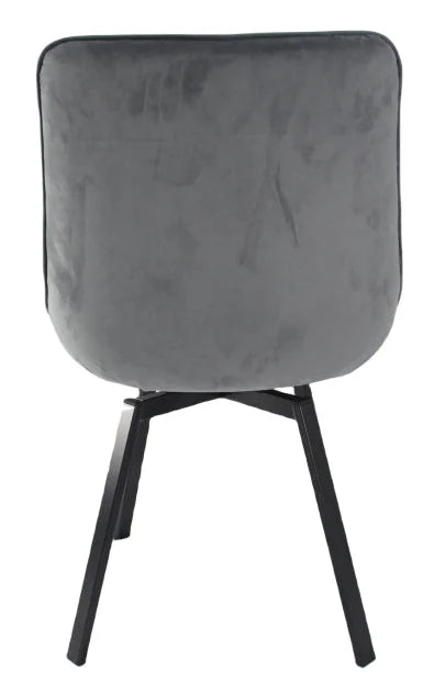 (Set of 2) Roco 360 Swivel Dining Chair w/ Cast Iron Black Legs AWS