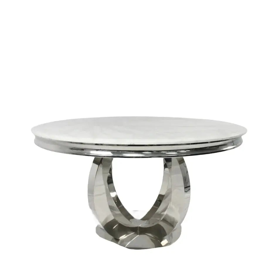 1.3m Chelsea Round Marble Dining Table with Chrome Legs Home Store Living