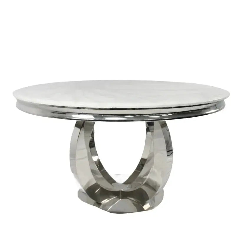 1.3m Chelsea Round Marble Dining Table with Chrome Legs Home Store Living