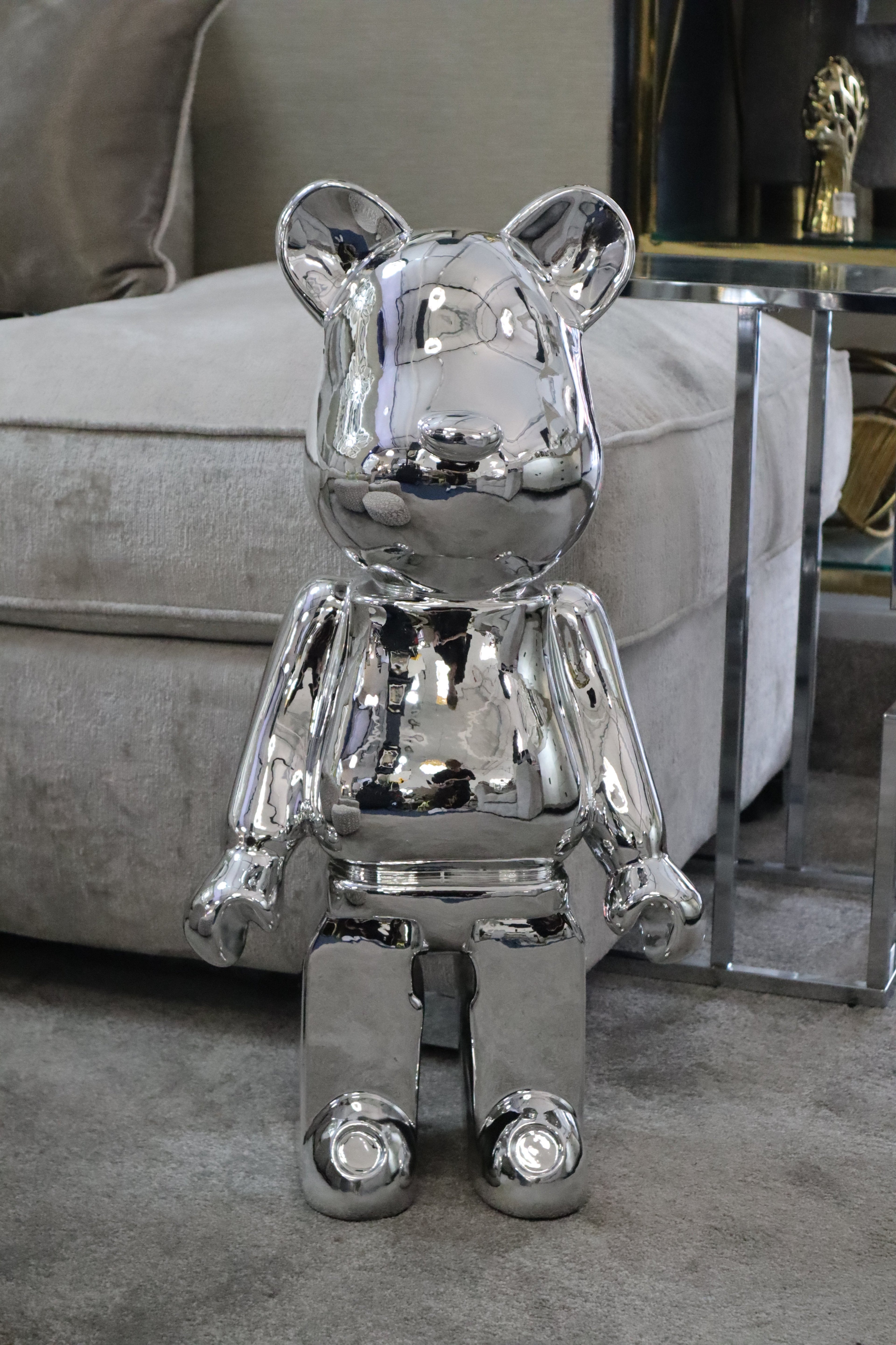 Chrome Standing Bear 68cm Ivan