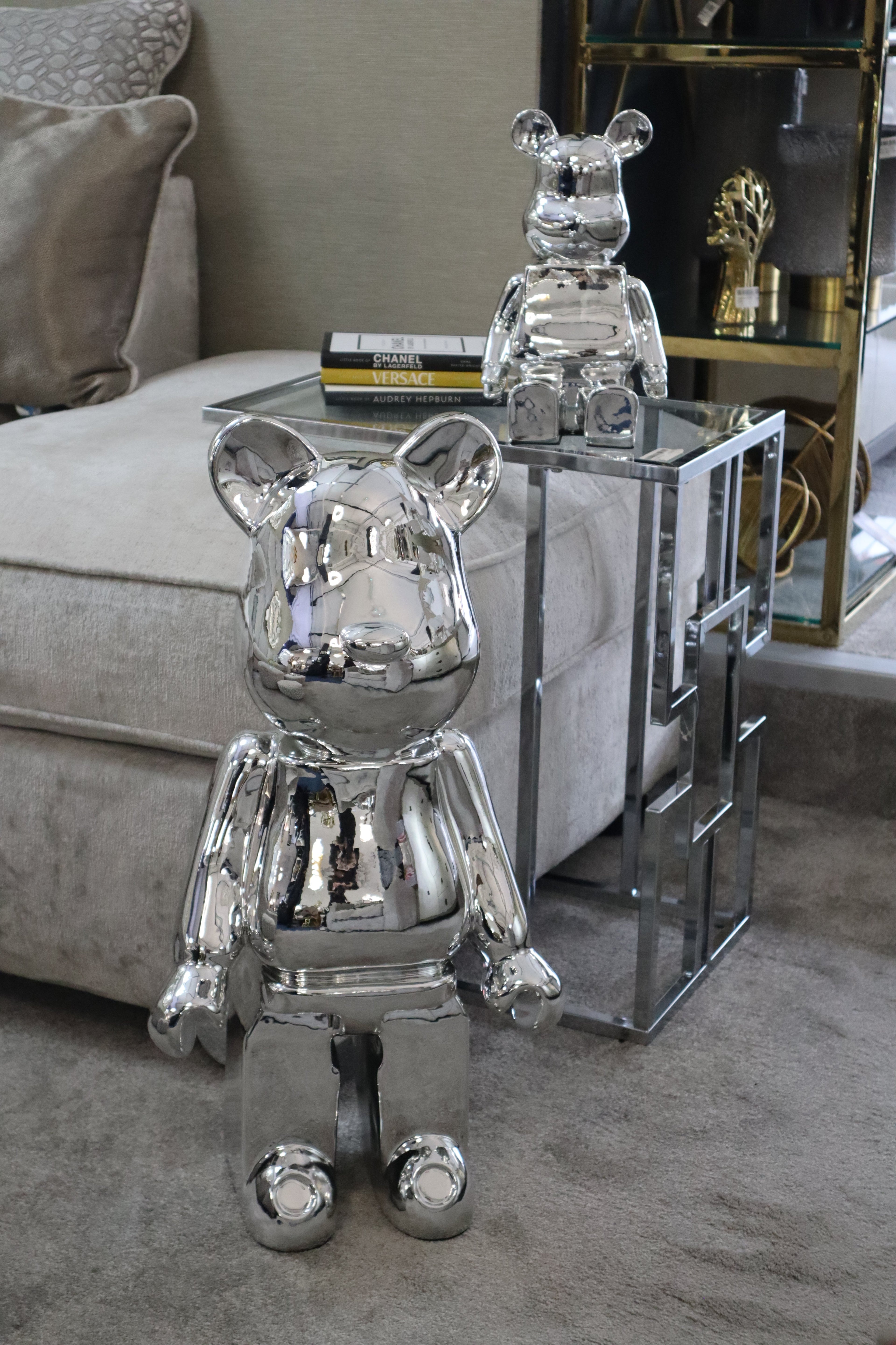 Chrome Standing Bear 68cm Ivan