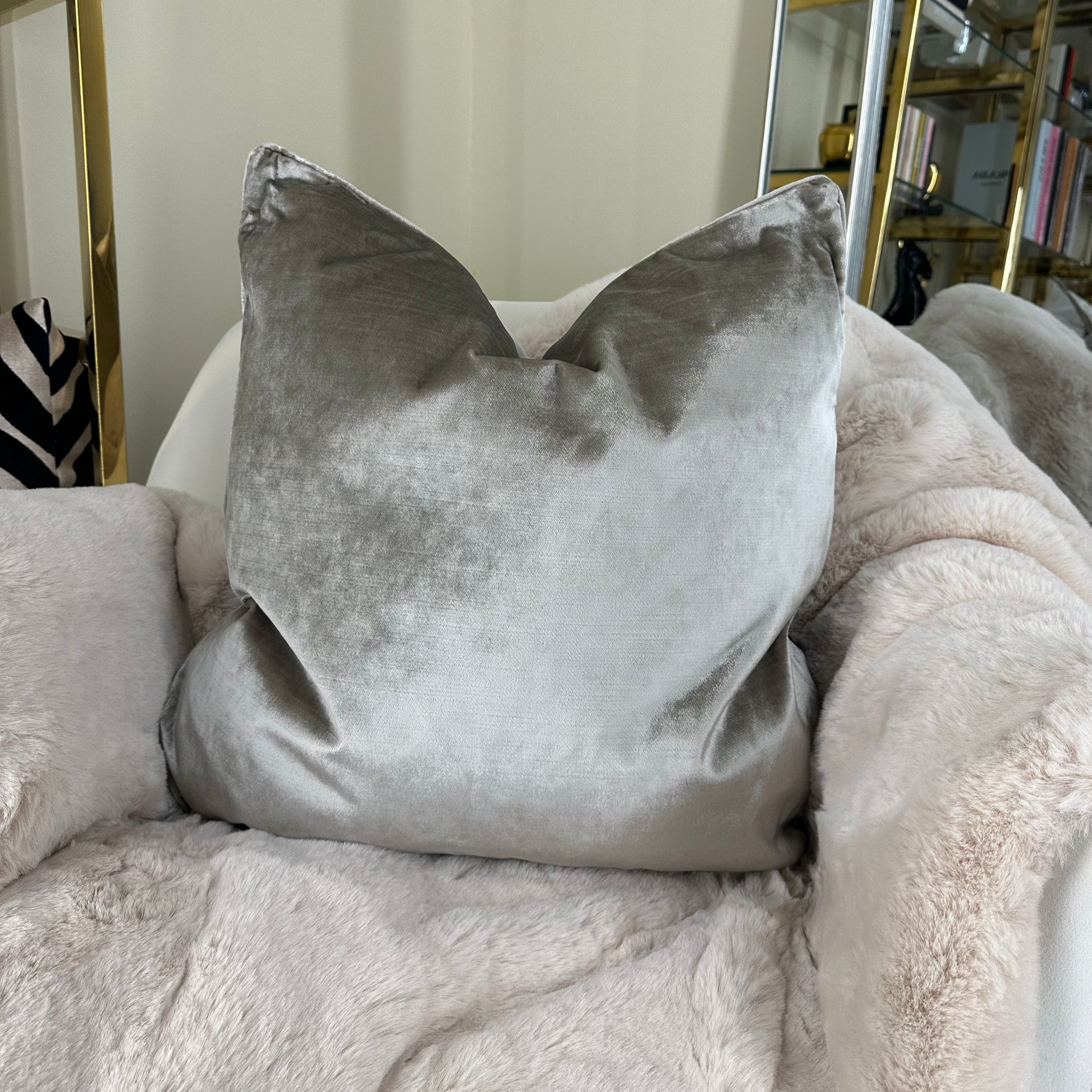 Paoletti Luxe Velvet Mink Cushion Home Store Living