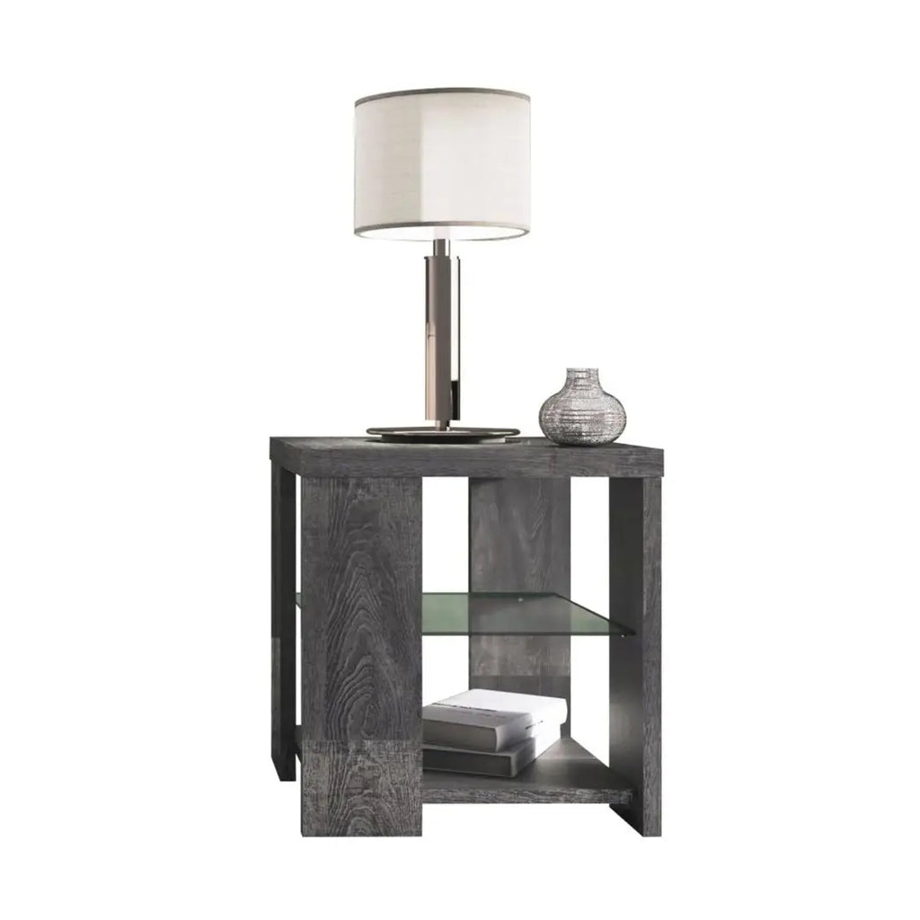 Arpeggio High Gloss Anthracite Oak Italian Side Table Home Store Living