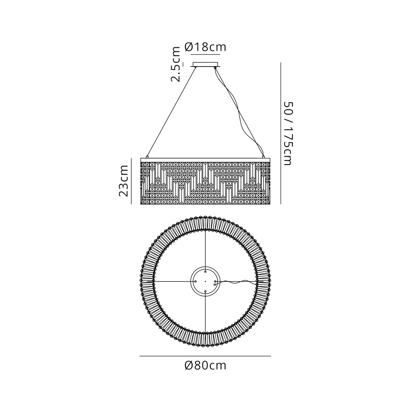 Ziva 80cm Round Pendant Chandelier, 12 Light E14, Gold/Crystal Item Weight: 16.8kg