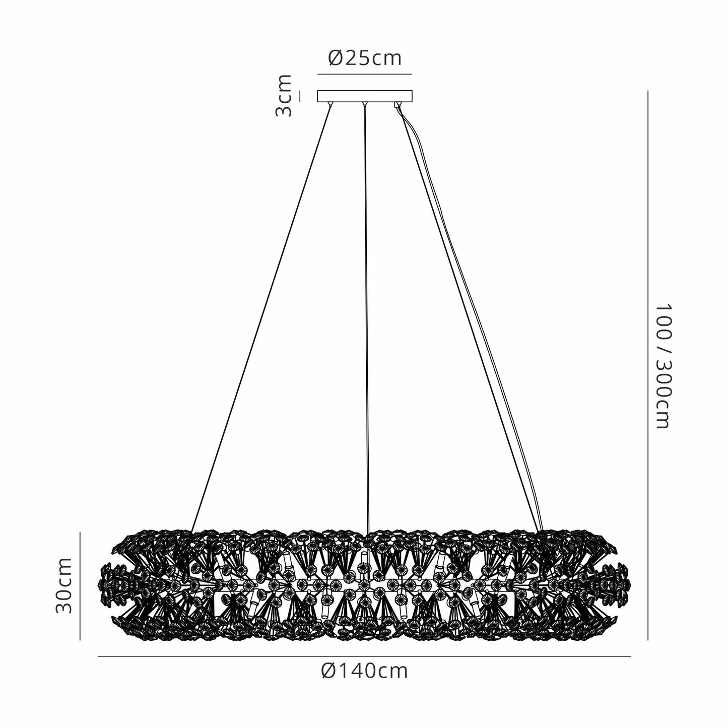 Brantley Pendant 1.4m Ring 36 Light G9 French Gold/Crystal, Item Weight:19.4kg