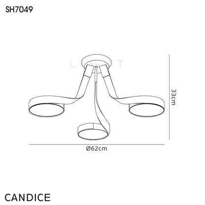 Chloe 3 Light Semi Flush, 3 x 12W LED, 3000K, 2880lm, Silver/Polished Chrome, 3yrs Warranty Home Store Living