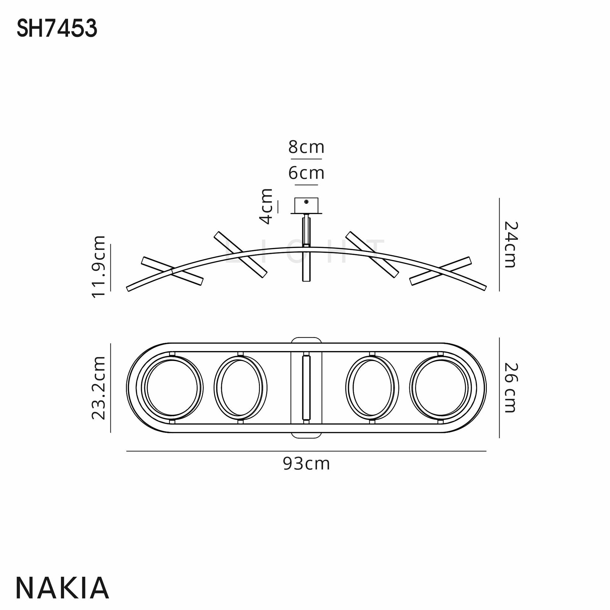 Elisa Linear Ceiling, 5 Ring, 36W LED, 3200K, 2200lm, Satin Black / Gold, 3yrs Warranty Home Store Living