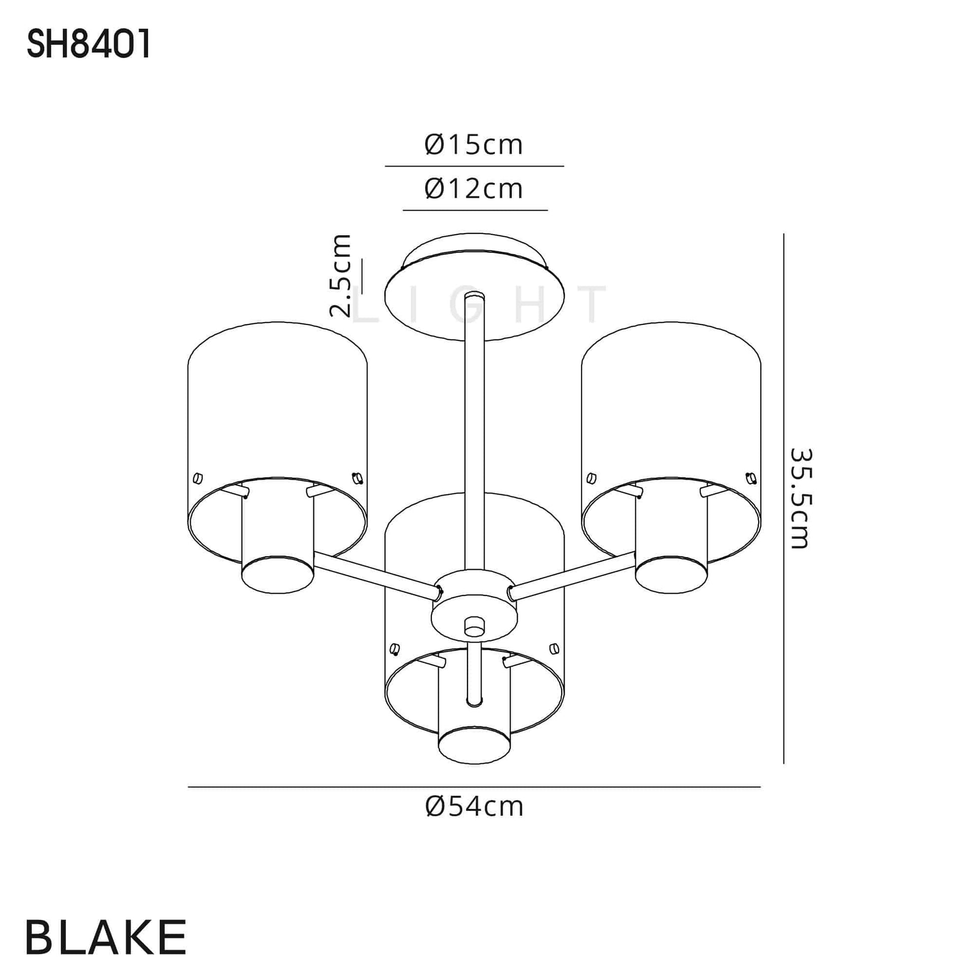 Bonni 3 Light Adjustable E27 Semi Flush Light Home Store Living