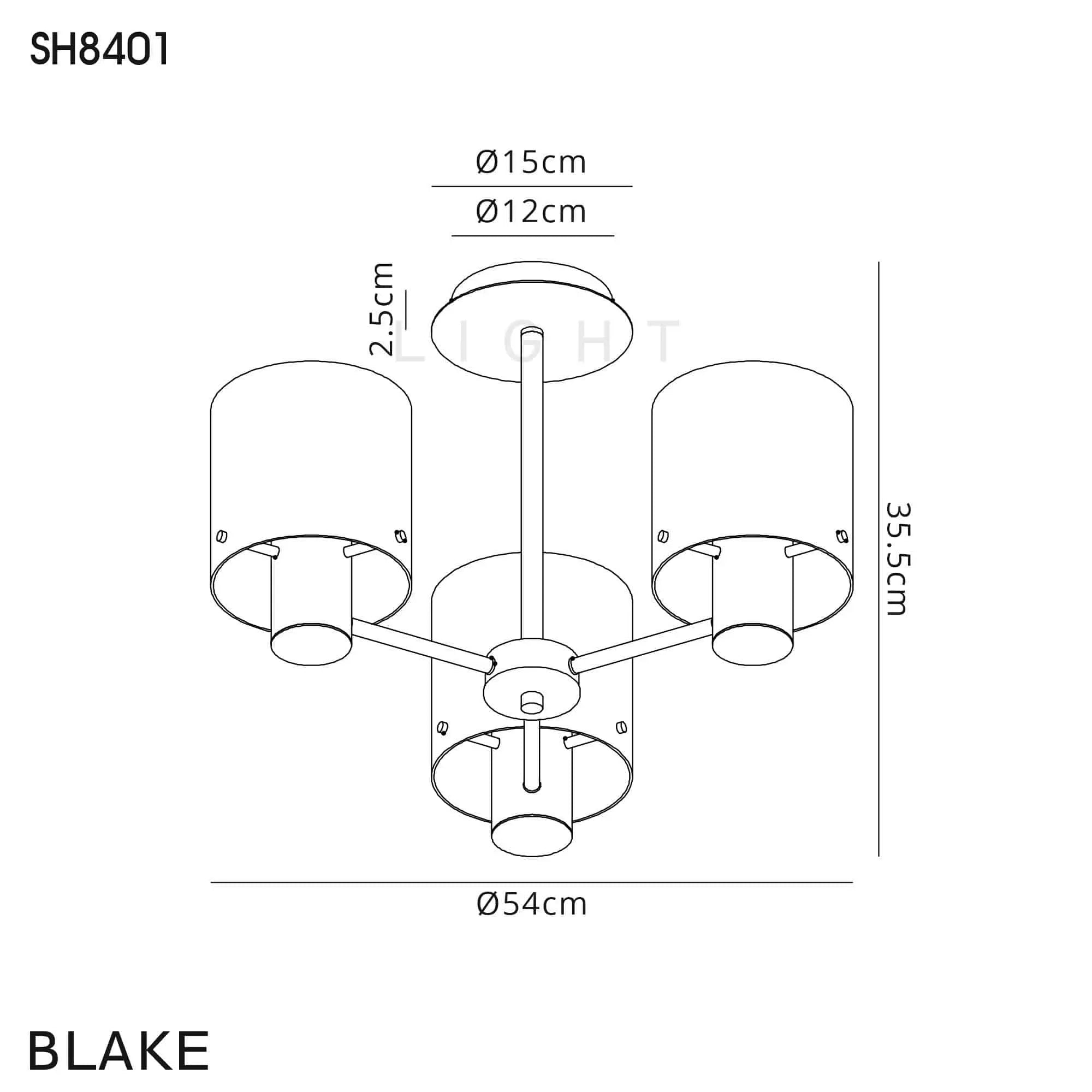 Bonni 3 Light Adjustable E27 Semi Flush Light Home Store Living