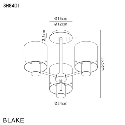 Bonni 3 Light Adjustable E27 Semi Flush Light Home Store Living