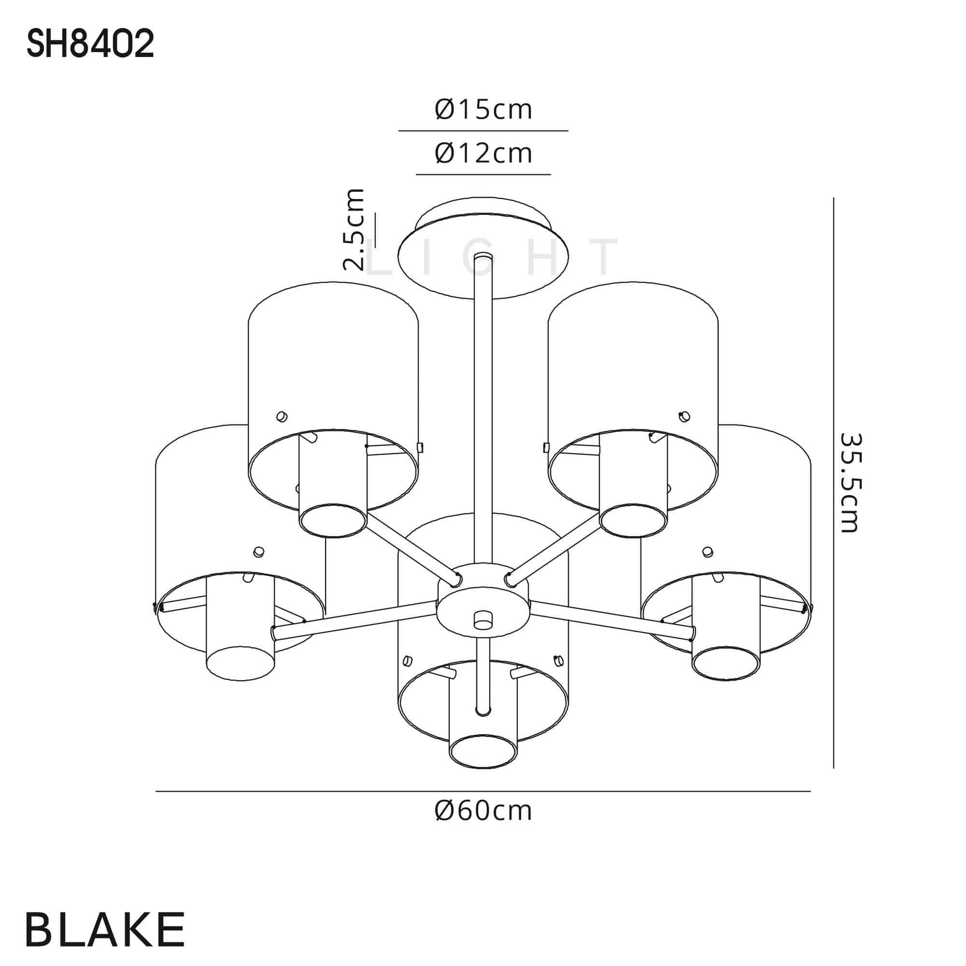 Bonni 5 Light Adjustable E27 Semi Flush Light Home Store Living