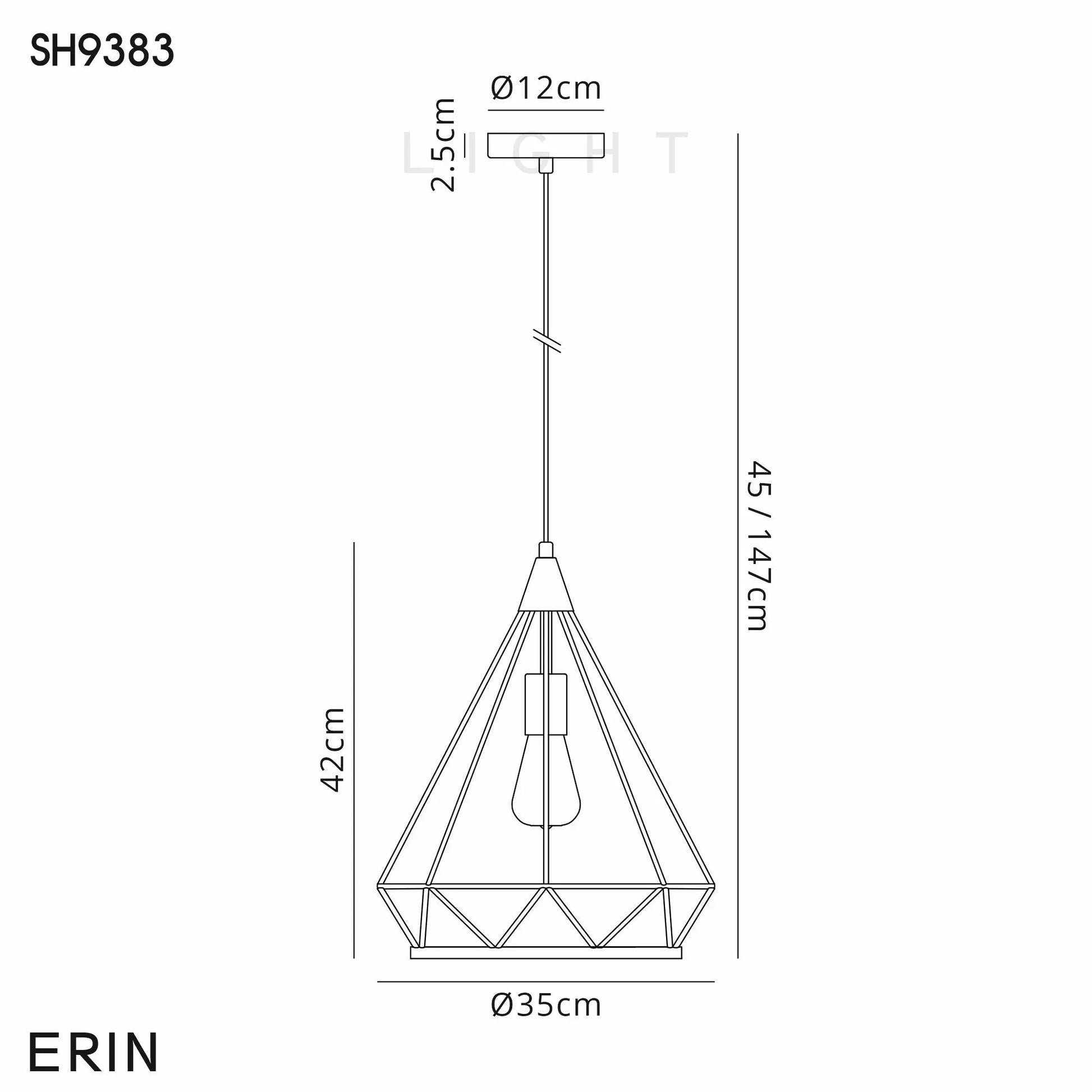 Easton Large Diamond Pendant, 1 x E27, Matt Grey Home Store Living