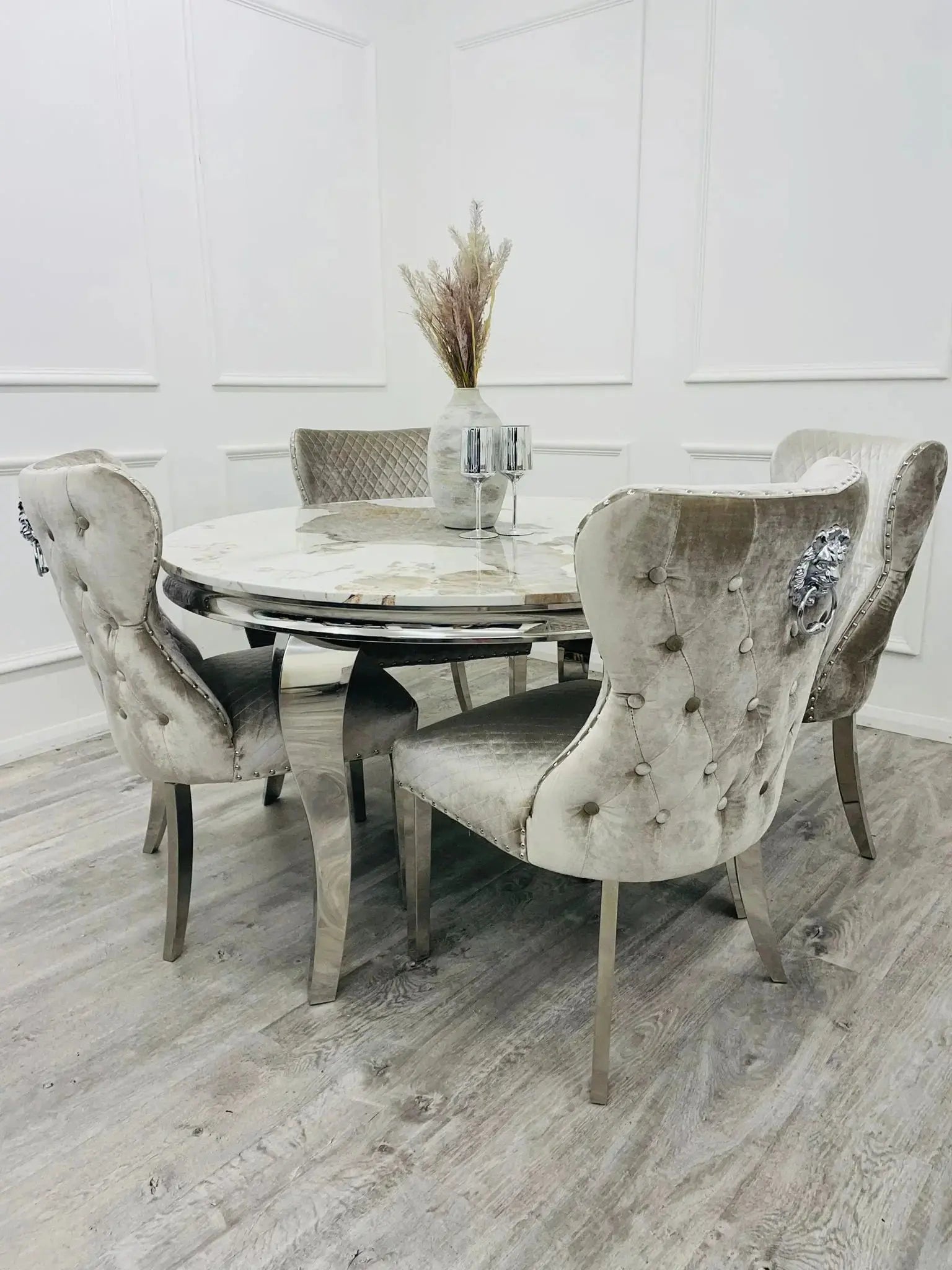 Lewis 1.3m Round Marble & Chrome Dining Table AWS TRADING LTD