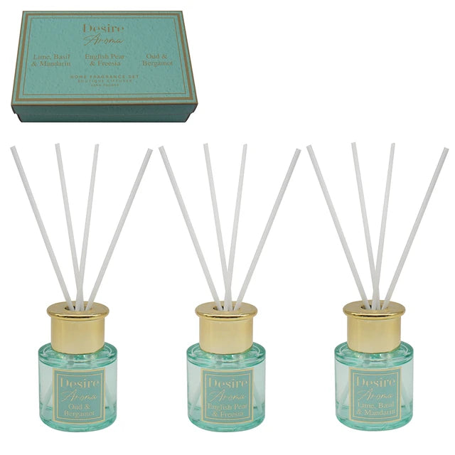 (3x 50ml) Reed Diffuser Gift Set - Basil, English Pear & Oud Freesia Lesser & Pavey Ltd