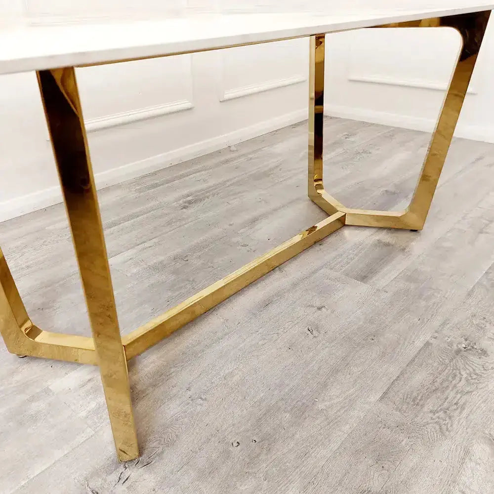 Lucien 1.8m Gold Dining Table with Pandora Gold Sintered Stone Top Home Store Living