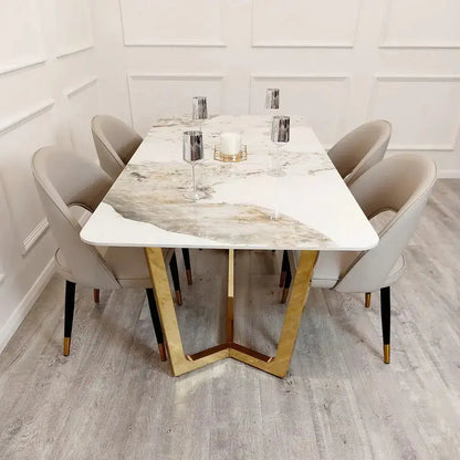 Lucien 1.8m Gold Dining Table with Pandora Gold Sintered Stone Top Home Store Living