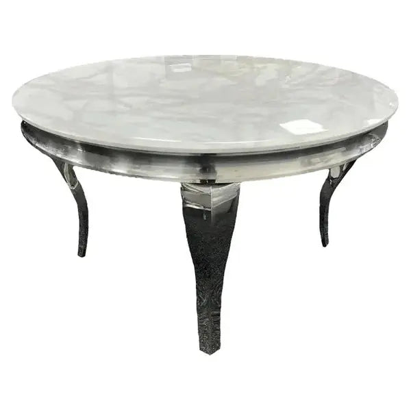 Lewis 1.3m Round Marble & Chrome Dining Table AWS TRADING LTD