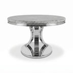London 1.3m Round Marble Dining Table w/ Chrome Legs AWS