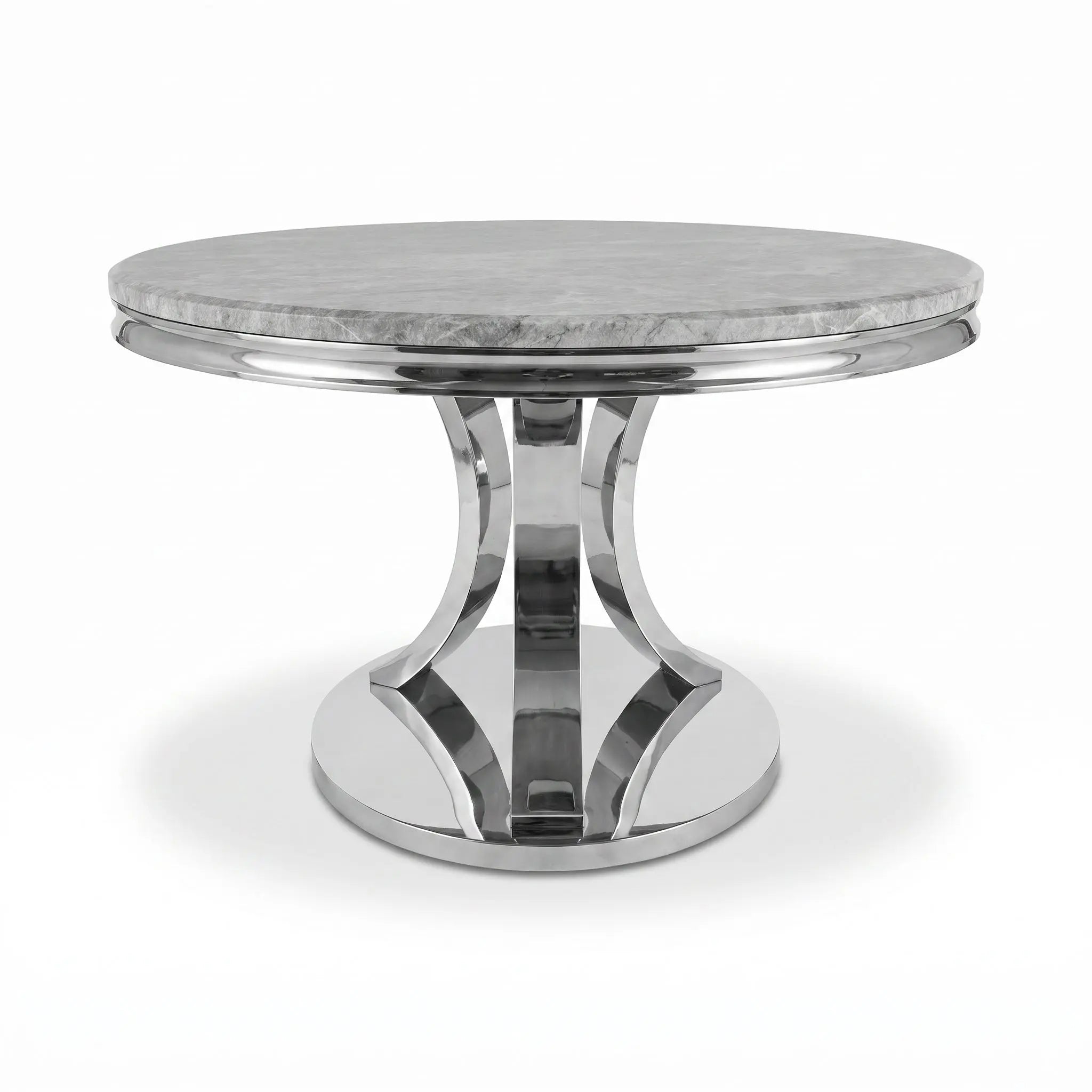 London 1.3m Round Marble Dining Table w/ Chrome Legs AWS