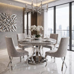 London 1.3m Round Marble Dining Table w/ Chrome Legs AWS