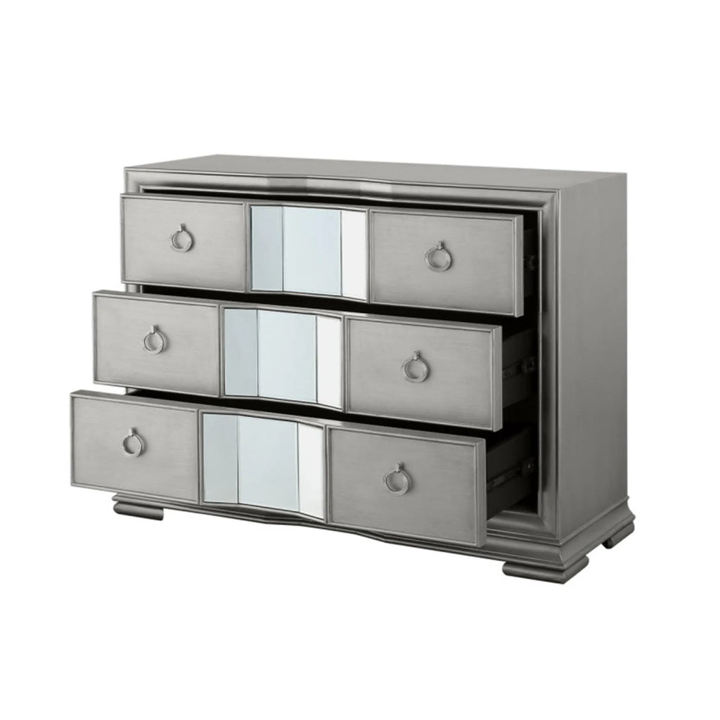 Lucca Mirrored Grey 3 Drawer Chest