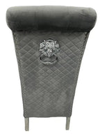 (Set of 2) Lucy Lion Knocker Dining Chair with Chrome Legs — Dark Grey AWS