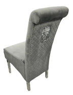 (Set of 2) Lucy Lion Knocker Dining Chair with Chrome Legs — Dark Grey AWS