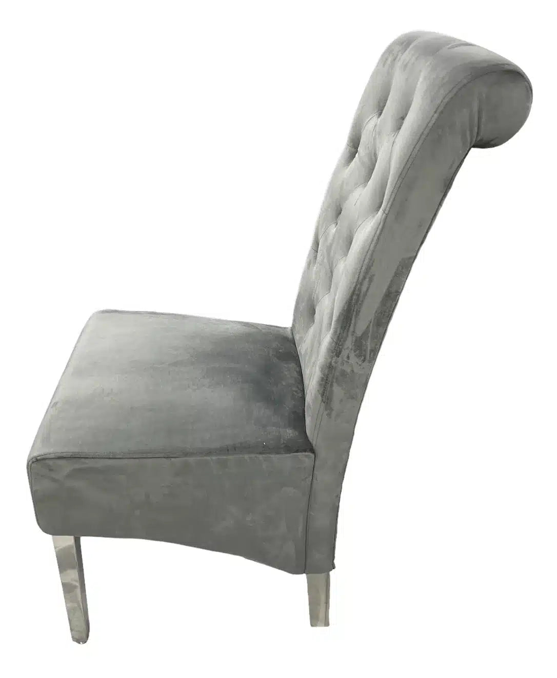 (Set of 2) Lucy Lion Knocker Dining Chair with Chrome Legs — Dark Grey AWS