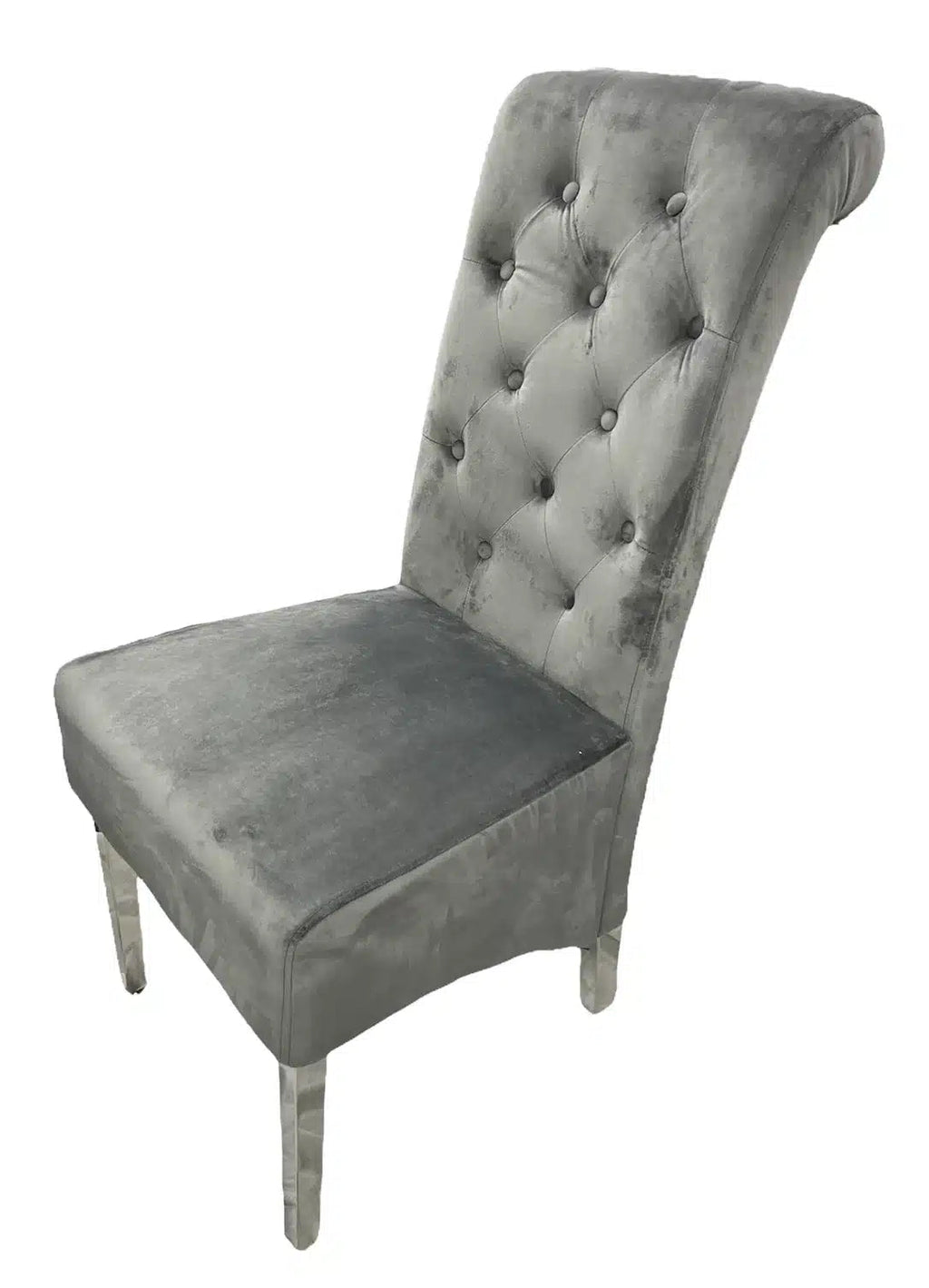 (Set of 2) Lucy Lion Knocker Dining Chair with Chrome Legs — Dark Grey AWS