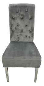 (Set of 2) Lucy Lion Knocker Dining Chair with Chrome Legs — Dark Grey AWS