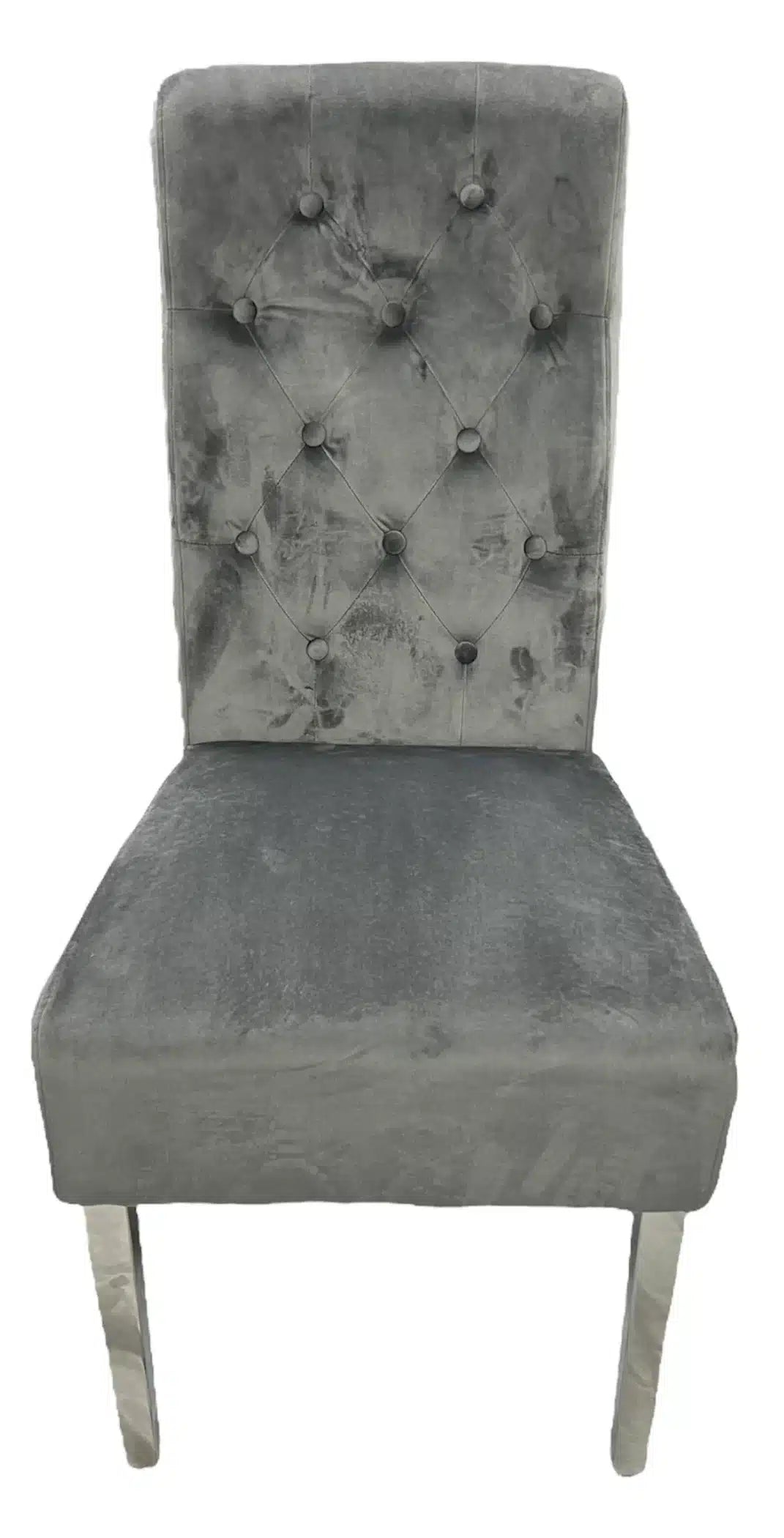 (Set of 2) Lucy Lion Knocker Dining Chair with Chrome Legs — Dark Grey AWS
