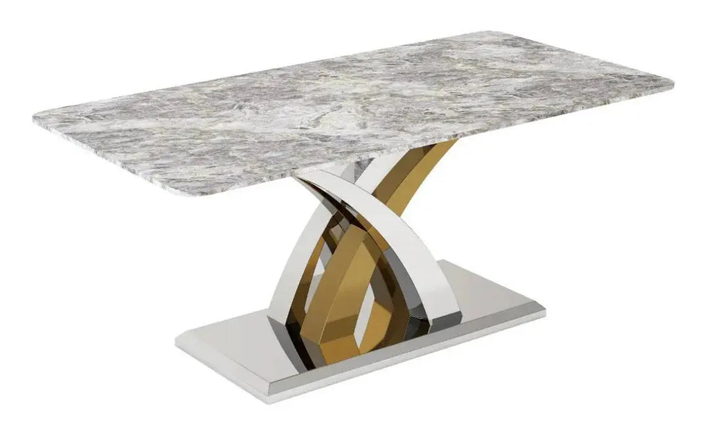 Lucy Italian Marble Dining Table w/ Chrome & Gold Legs AWS