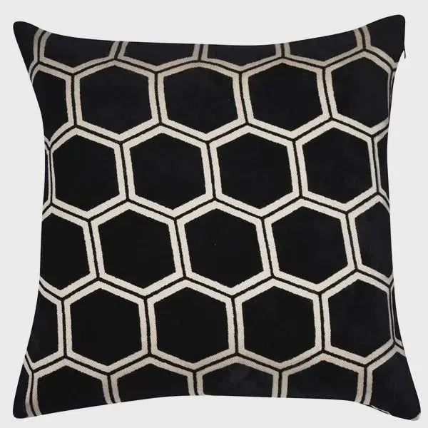 Ivor Black & White Hex Cushion Large malini