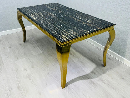 Sofia Black & Gold Rectangle Dining Table Home Store Living