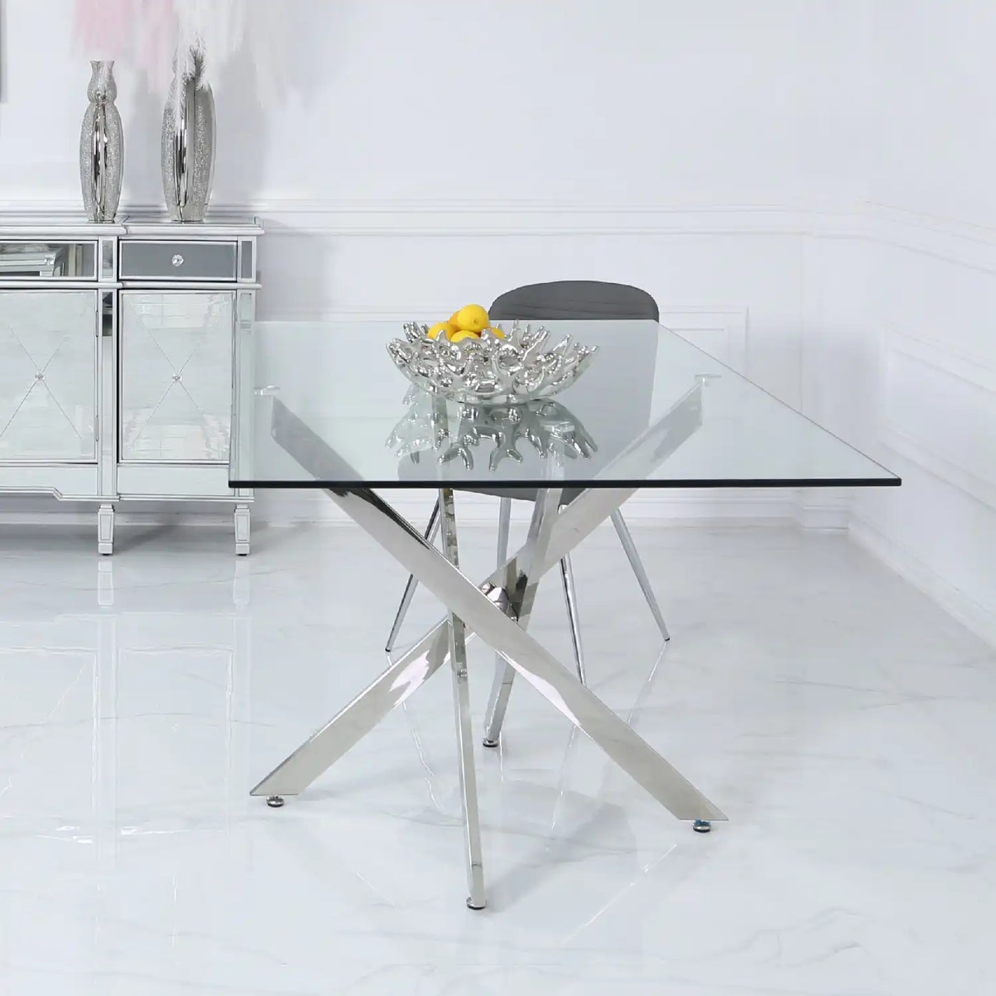 Nibiru 160cm Silver Rectangular Dining Table