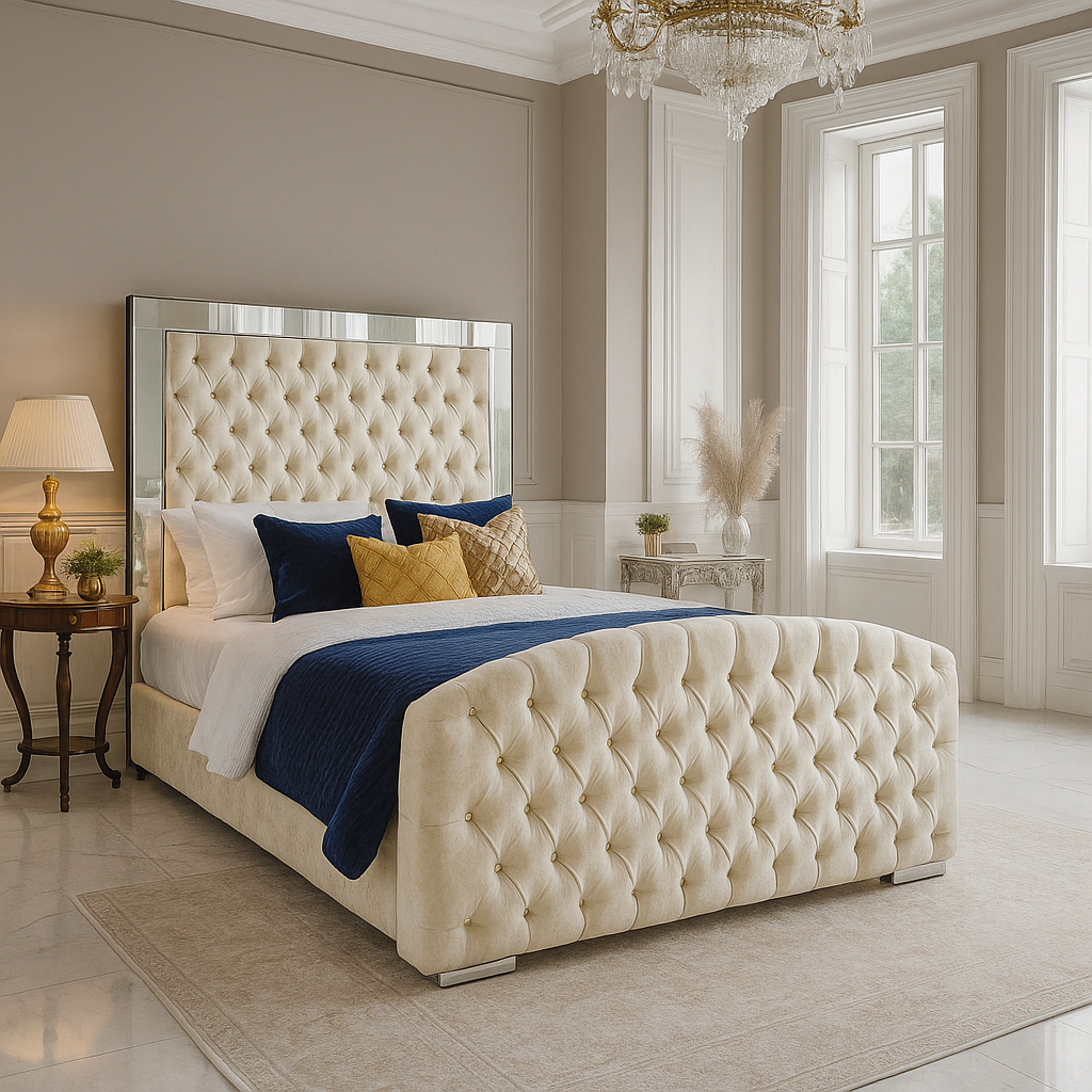 Mirrored Upholstered Bed Frame Home Store Living