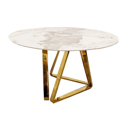 Nero Gold 1.3m Round Dining Table with Sintered Stone Top Home Store Living