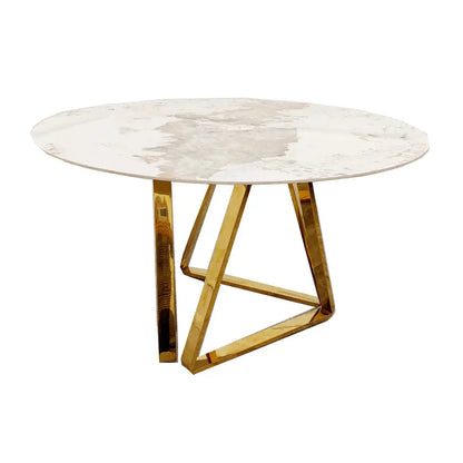 Nero Gold 1.3m Round Dining Table with Sintered Stone Top Home Store Living