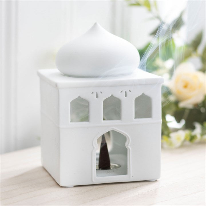 Off White Mosque Oil Burner and Incense Cone Holder N/A