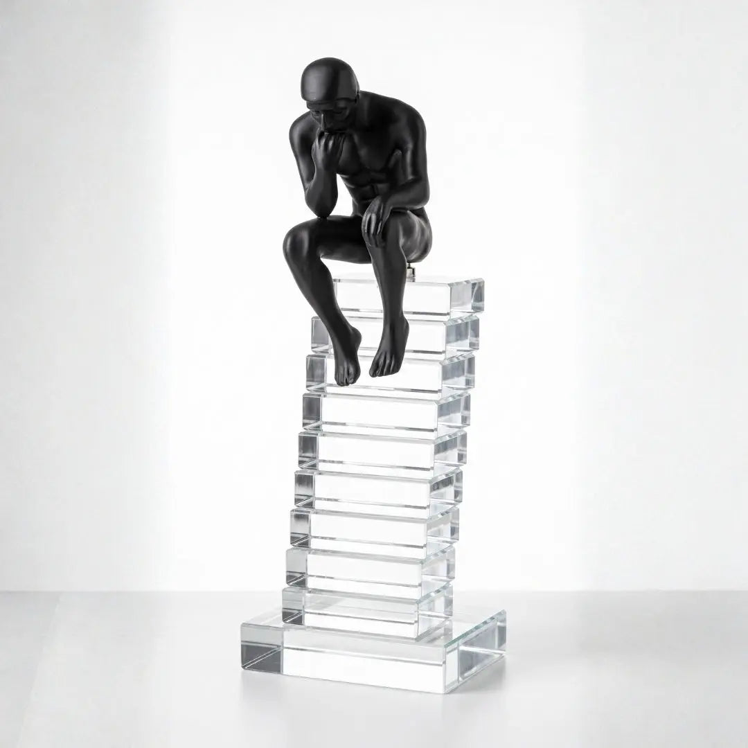 Small 24cm Crystal Staircase Thinking Man Ornament Ivan