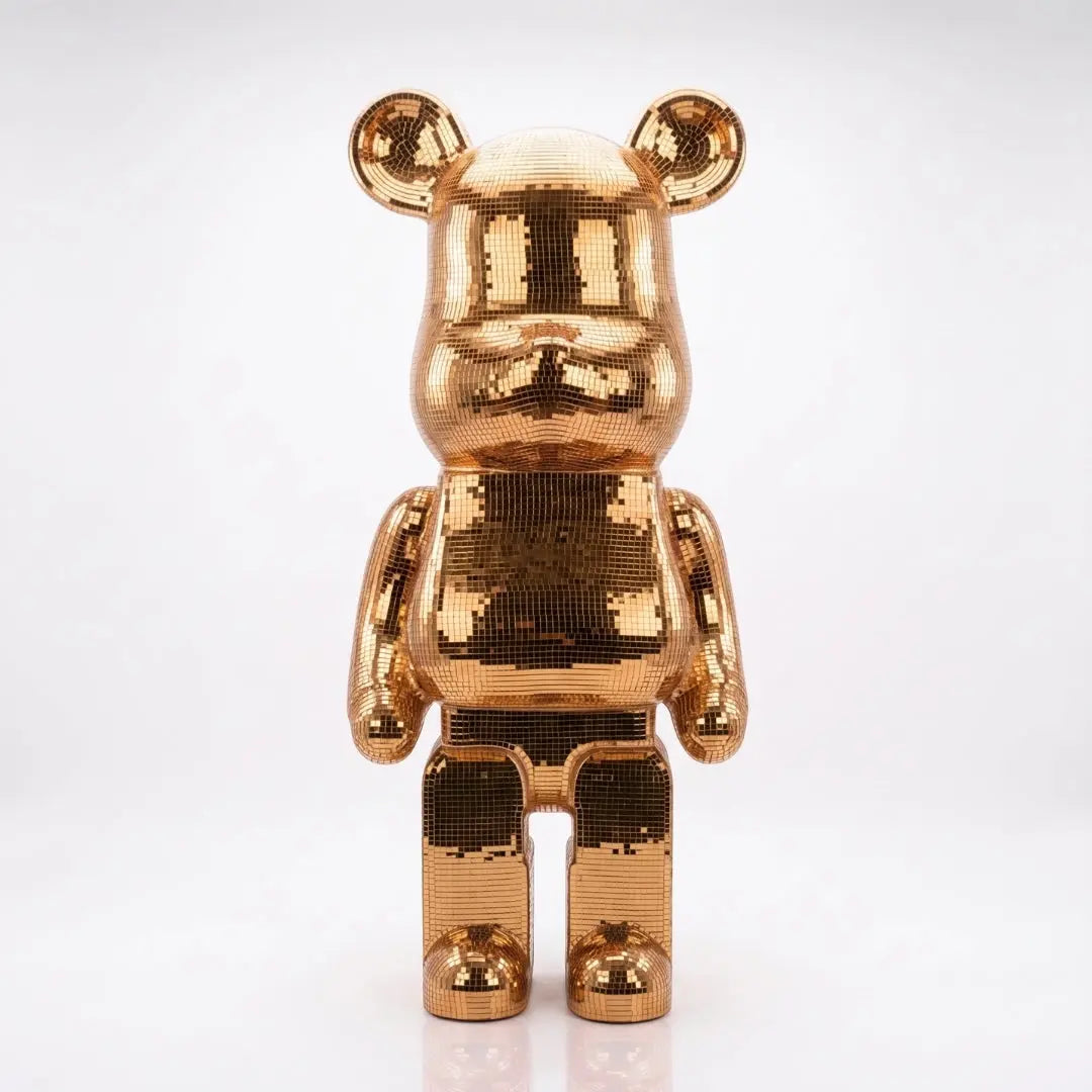 Richmonds 80cm Large Deco Rose Gold Mosaic Standing Bear Ivan