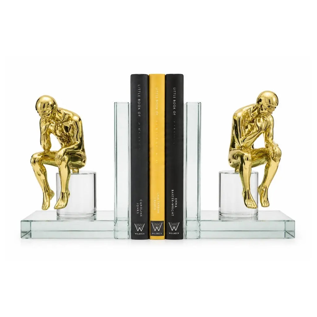 Gold Thinking Figure Mirrored Glass Bookends (Set of 2) Ivan