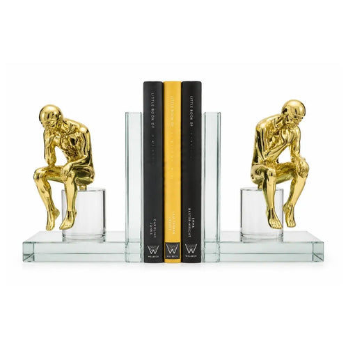Gold Thinking Figure Mirrored Glass Bookends (Set of 2) Ivan